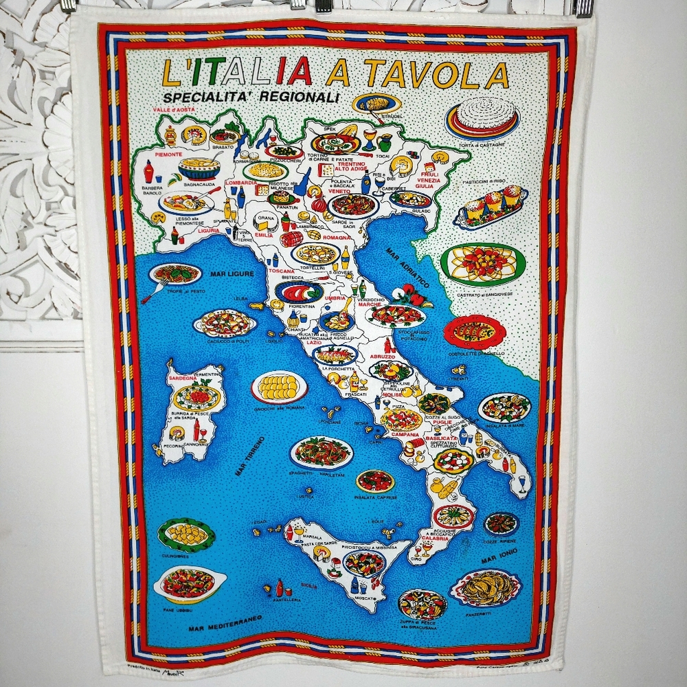 Vintage 100% Cotton ITALY Souvenir Kitchen Tea Towel
